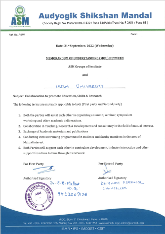 MOUs' and Collaborations with ISBM University
