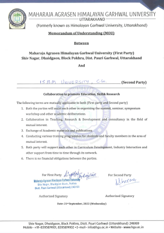 MOUs' and Collaborations with ISBM University
