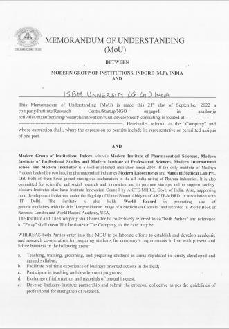 MOUs' and Collaborations with ISBM University