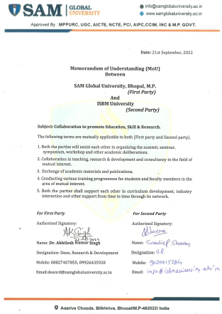 MOUs' and Collaborations with ISBM University