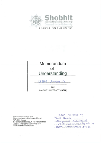 MOUs' and Collaborations with ISBM University