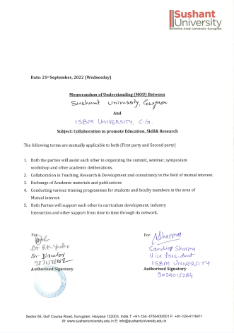 MOUs' and Collaborations with ISBM University