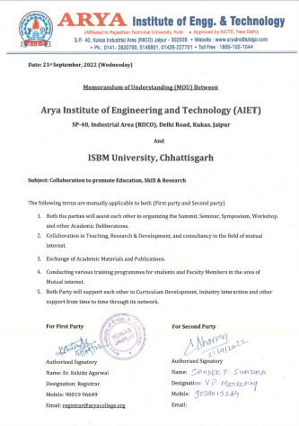 MOUs' and Collaborations with ISBM University